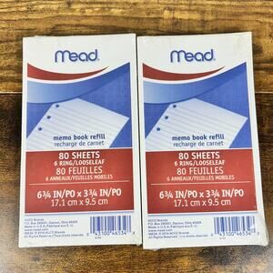 Mead White Paper Narrow Ruled Memo Book Refill 3-3/4 x 6-3/4 in. 80 pgs SET of 2